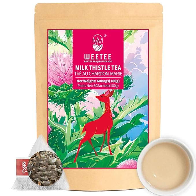 WT WEETEE Milk Thistle Tea Bags, Made with 100% Pure Milk Thistle Seeds, Natural Caffeine-free