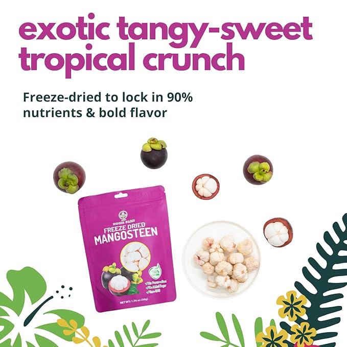 NOKKI FARM Freeze Dried Mangosteen - Healthy & Exotic Tropical Fruit Snacks, No Added Sugar or