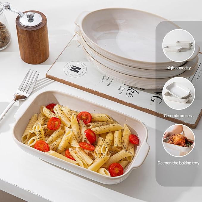 Casserole Dishes for Oven, 9 x 8 inch Ceramic Baking Dish, 17 Oz Rectangular Deep Lasagna Pan