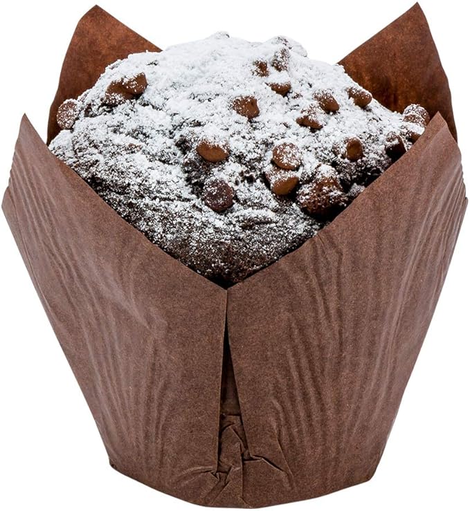 Restaurantware Panificio Premium 4 oz Brown Paper Tulip Baking Cup: Paper Baking Cups Perfect for