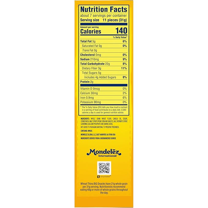 Wheat Thins BIG Snacks, Whole Grain Wheat Crackers, Bulk Snack Crackers, 6 - 8 oz Boxes