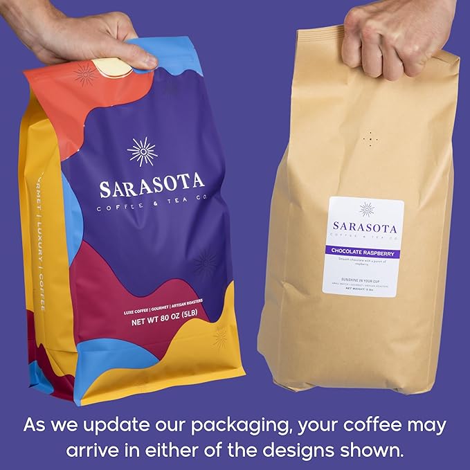 Sarasota Coffee Whole Bean Chocolate Raspberry | Medium Roast Gourmet Flavored Coffee Beans | Low