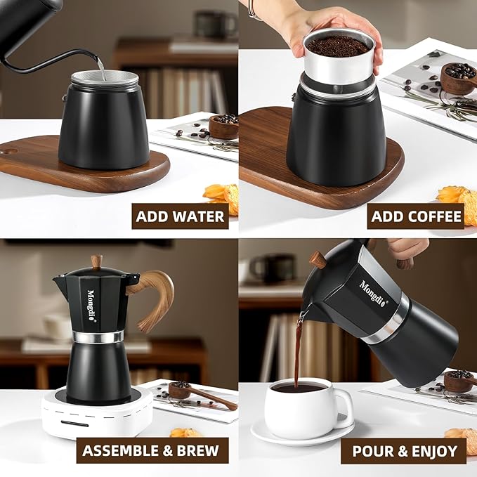 Mongdio Stovetop Espresso Maker Moka Pot, Cuban Coffee Maker Stove top coffee maker Moka Italian