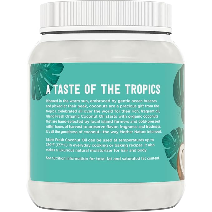 Island Fresh Organic Coconut Oil (54 oz) - Organic Virgin Coconut Oil Great for Baking, Versatile