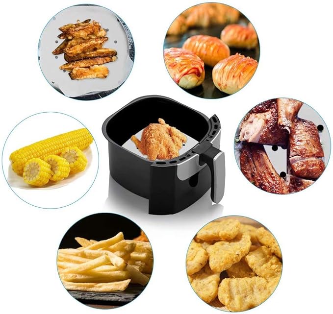 200pcs 8.5inch Square Perforated Parchment Paper Sheets, Premium Nonstick Bamboo Steamer Liner for