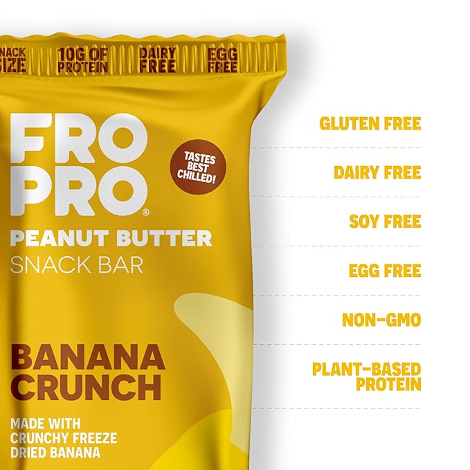 FROPRO Plant Protein Snack Bars - Plant Based Protein Bars, All-Natural, Gluten, Dairy, & Soy Free
