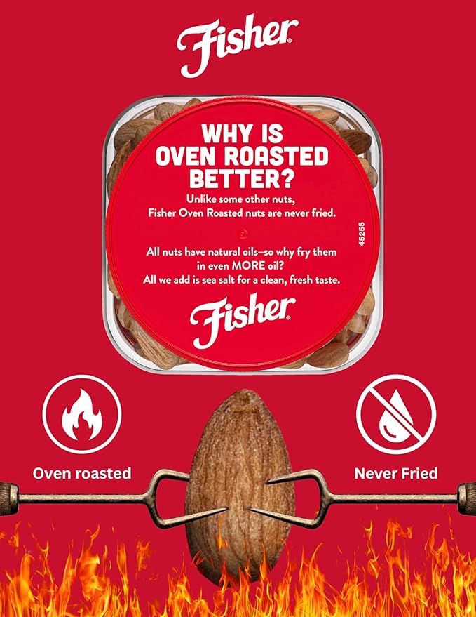 Fisher Oven Roasted Never Fried Almonds, 24 Ounces (Pack of 1), Heart Healthy Snacks for Adults
