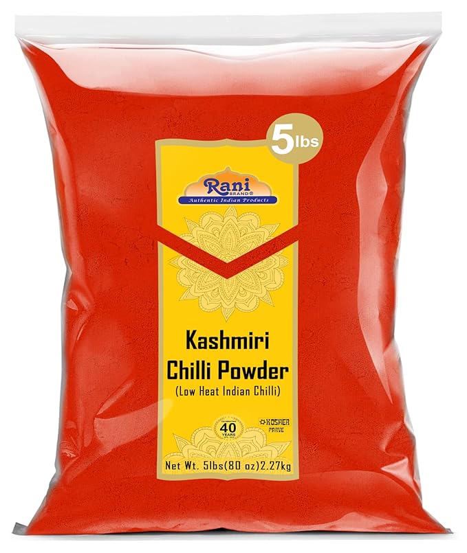 Rani Kashmiri Chilli Powder (Deggi Mirch, Low Heat) Ground Indian Spice 80oz (5lbs) 2.27kg Bulk ~