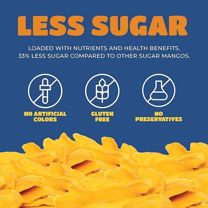 Dried Mango Slices - Delicious Texture Soft & Juicy Low Sugar Added Dried Mango - Naturally Ripened