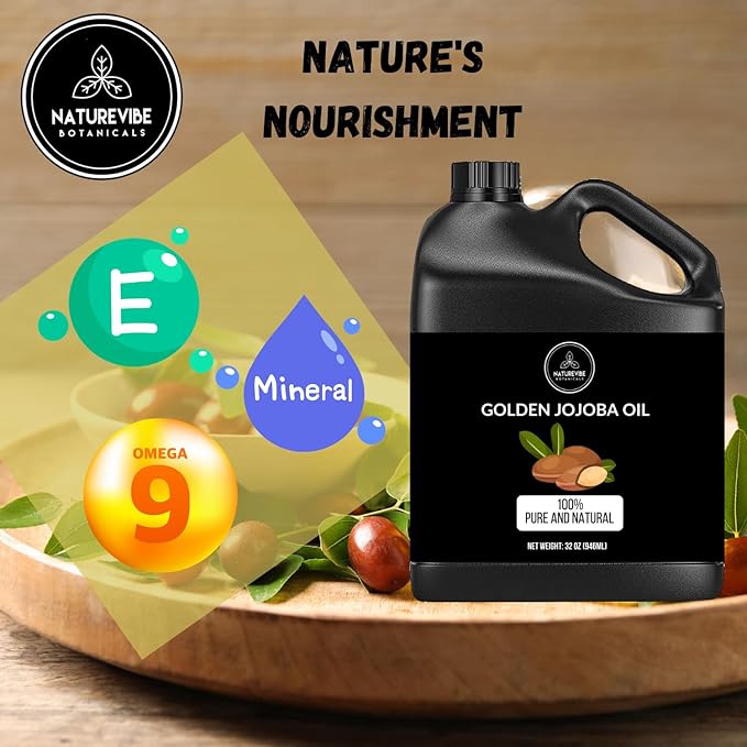 Naturevibe Botanicals Golden Jojoba Oil 32 oz ??100% Pure, Cold-Pressed Moisturizer for Skin & Hair