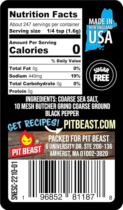 Pit Beast Coarse AF Salt and Pepper Spice Blend Dalmatian BBQ Rub | THE COARSEST SALT AND PEPPER |