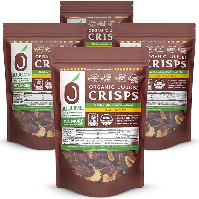 USDA Organic California Grown Pure Jujube Product | JUJUME Crisps | Sweet Jujube Chips | ZERO Added
