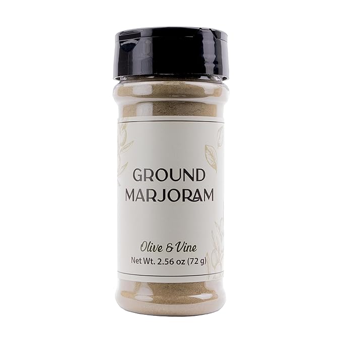 Olive & Vine Ground Marjoram, Earthy & Sweet, Seasoning for Soups, Stews, and Roasts, With Rich
