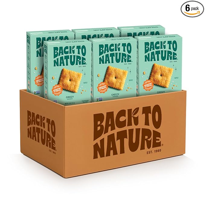 Back to Nature - Cheezy Crackers - Seriously Tasty Cheese Flavored Square Crackers - Wheat Flour