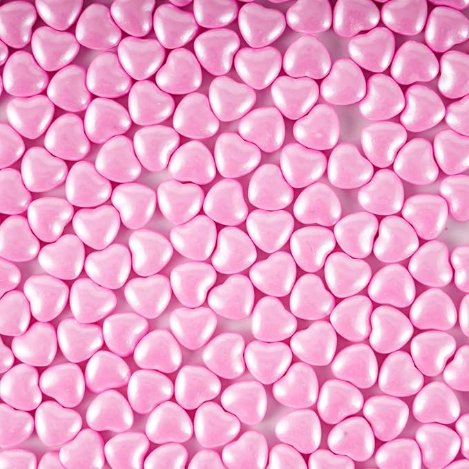 Kasvan Pink Heart Shapes Sprinkles - Edible Candy Pearls 130g/4.58 Oz, Mix Size, Baking Cake