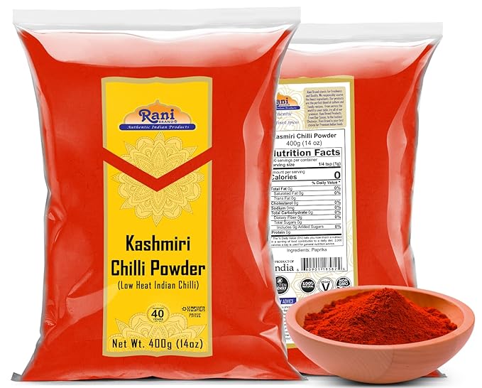 Rani Kashmiri Chilli Powder (Deggi Mirch, Low Heat) Ground Indian Spice 14oz (400g) ~ All Natural