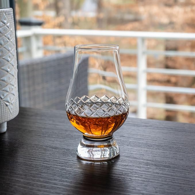 Rolf Glass Diamond Scotch Glass | 6.75oz Tasting Glass | Lead-Free, Diamond-Wheel Engraved |
