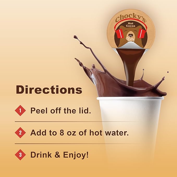 Chocky?™s by Java House Single-Serve Hot Chocolate Pods - Peel and Pour Liquid Concentrate - Hot