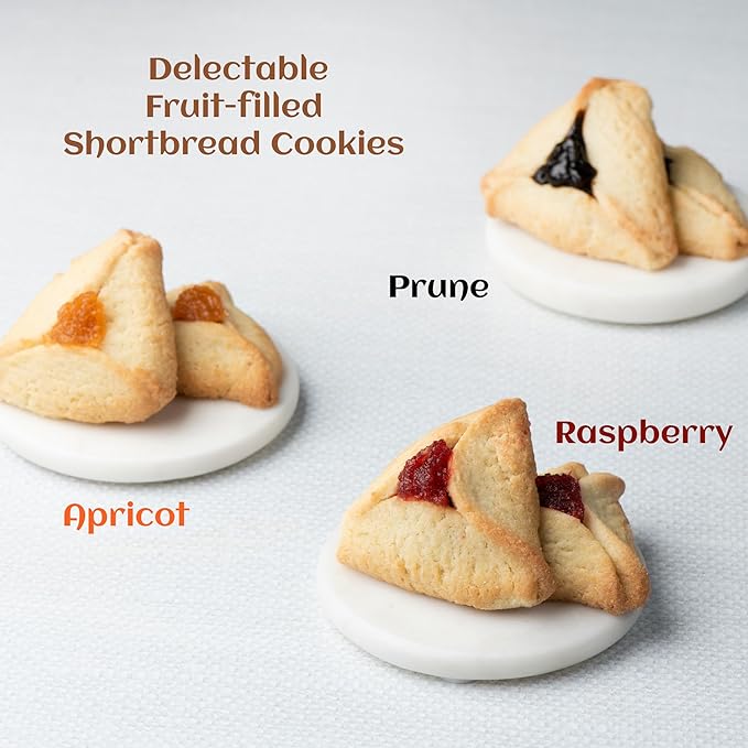 Hamentaschen Cookies Individually Wrapped [12 Count] Filled with Apricot, Prune & Raspberry Jam |