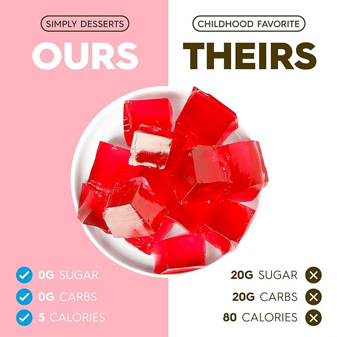 Simply Desserts Sugar-Free Strawberry Jel, 6-Pack - Vegan Dessert, Keto Snacks, Diabetic Friendly &