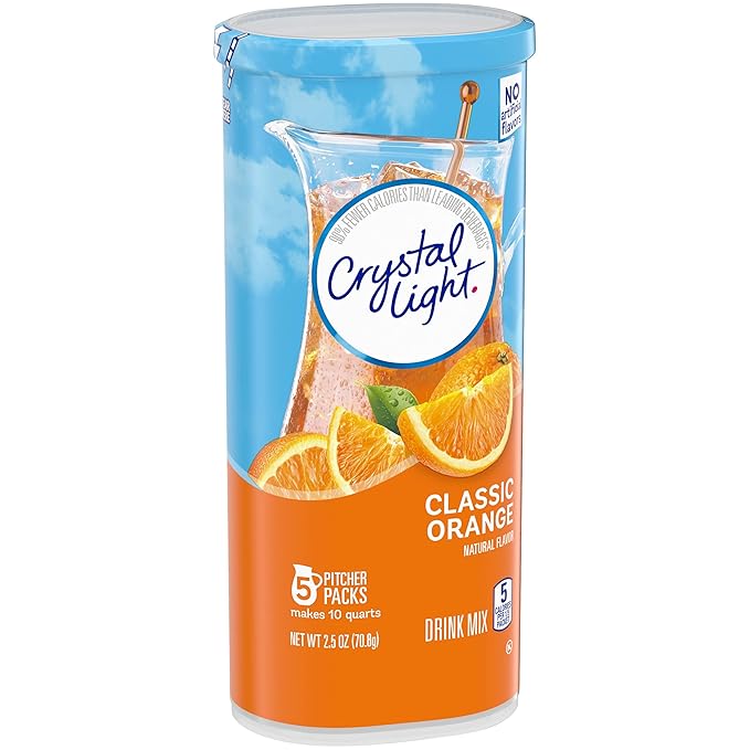 Crystal Light Classic Orange with Vitamin C & Calcium Drink Mix (20 Pitcher Packets, 4 Canisters of