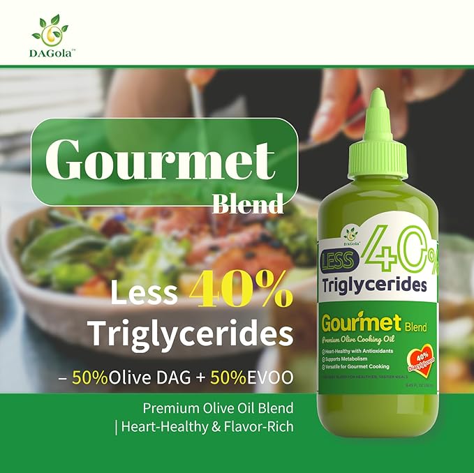 DAGola Gourmet Blend Olive Oil - Keto-Friendly, 50% EVOO & 50% Olive DAG, 40% Less Triglycerides