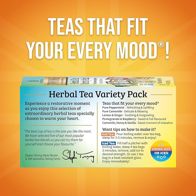 Twinings Herbal Tea Variety Pack, 20 Count (Pack of 1), Formerly Assorted Herbal, Includes 5