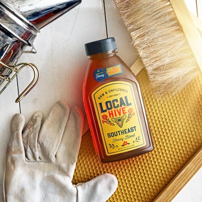 Local Hive Southeast Raw Unfiltered Honey – 16 oz, 100% Pure US Honey, Sourced from American Bees