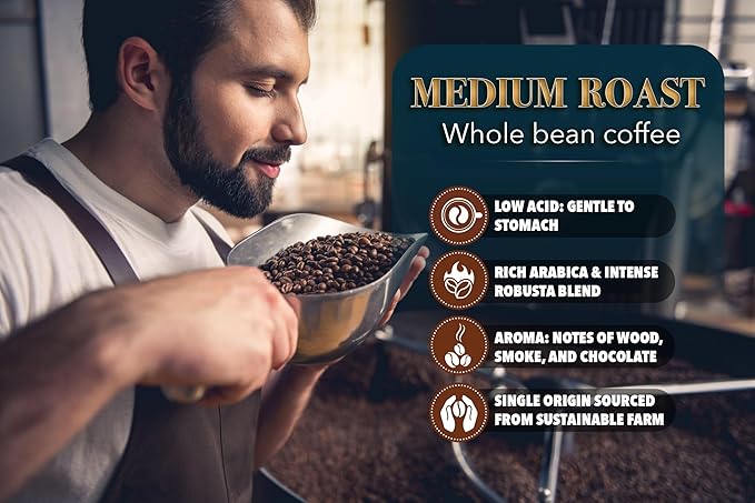 TARMO - ACTIVE BLEND | Low Acid ARABICA & ROBUSTA BLEND Whole Bean Coffee | Specialty Vietnamese