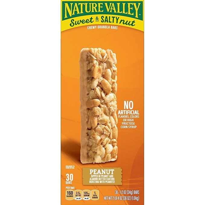 Nature Valley Sweet & Salty Peanut Chewy Granola Bars Bulk 30 Count, 36 oz Box, No Artificial