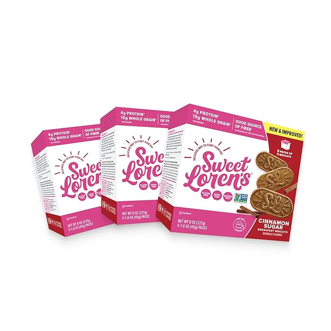 Sweet Loren's Vegan Breakfast Biscuits | Cinnamon Sugar | 4g Protein, 19g Whole Grains | Plant