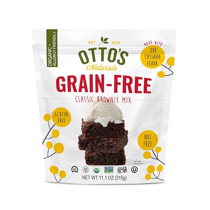 Otto's Naturals Grain-Free Classic Brownie Mix, 11.1 Oz., Top 9 Allergen-Free, Organic Cassava