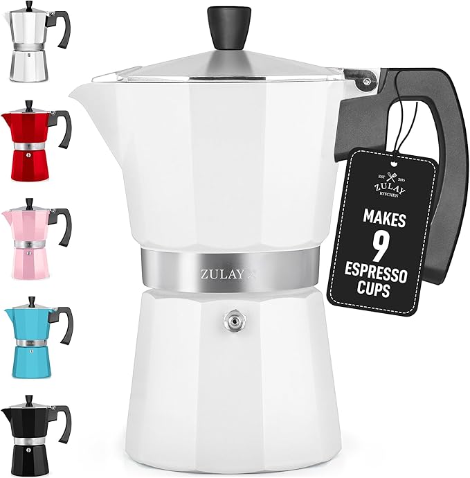 Zulay Moka Pot Espresso Stovetop Coffee Maker - Leak-Proof, Stainless Steel, Easy to Clean, Heat