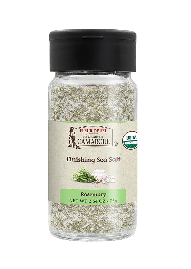 Le Saunier de Camargue Fleur de Sel with Organic Rosemary – French Sea Salt Finishing Salt with