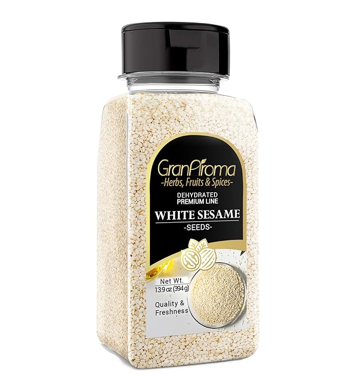 GranAroma White Sesame Seeds, 13.9 oz, Garnish & Seasoning, Versatile Seeds, Nutty Flavor