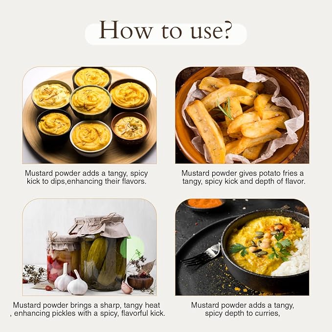 Geo-Fresh Organic Yellow Mustard Powder 1.76 oz - Dry Mustard Powder for Cooking - Ground Yellow