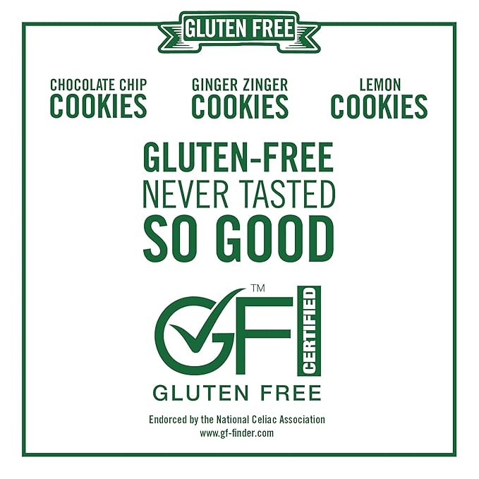 Tate's Bake Shop Gluten Free Cookies Variety Pack, Lemon, Ginger Zinger and Chocolate Chip Cookies