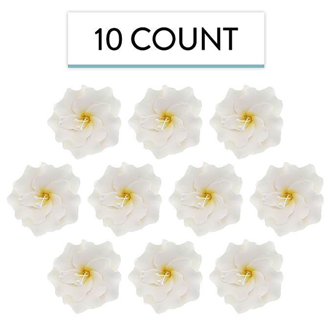 Global Sugar Art Azalea 1.75 Inch Sugar Cake Flowers White with Wire and Stamen, 10 Count by Chef