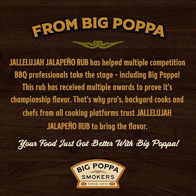 Big Poppa’s Jallelujah Spicy Jalapeño Seasoning – Bold Jalapeño Spice Blend for Steak, Chicken