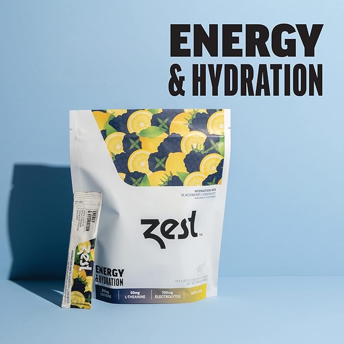 Zest Electrolyte Hydration Powder - Mix w/Water - 14 Packets - Low Sugar Liquid Enhancer (1 Pack