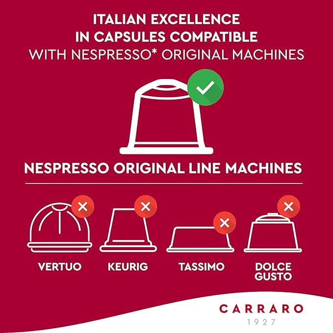 CARRARO Variety Pack - 100 Premium Espresso Pods Compatible with Nespresso Original Machines