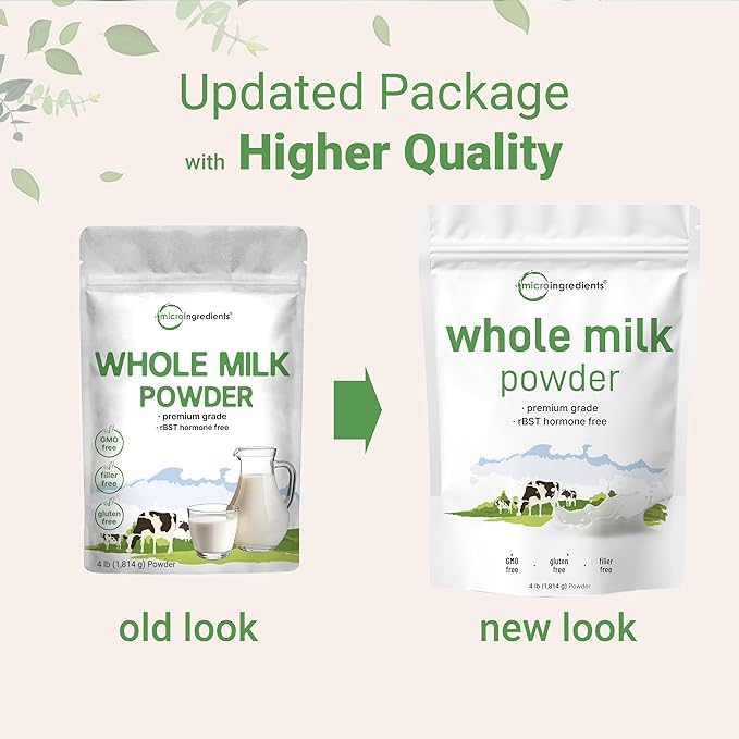 Micro Ingredients Whole Milk Powder, 4 lb | Pasture-Raised, rBST-Free | Pure & Rich in Protein |