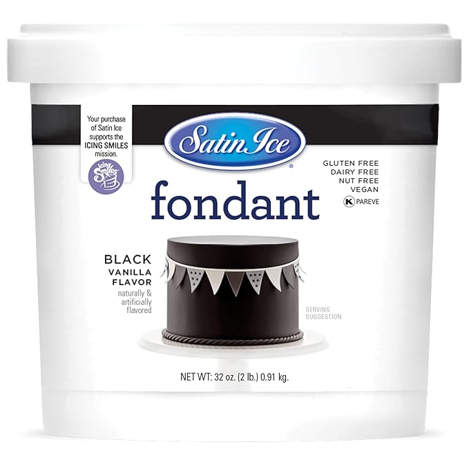 Satin Ice Black Fondant, Vanilla, 2 pounds