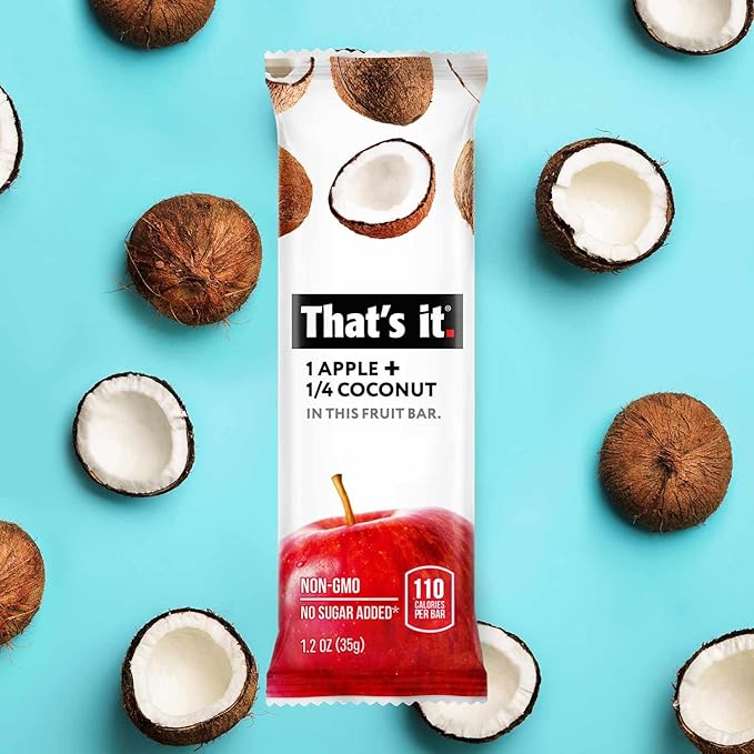 That's it. Apple + Coconut 100% Natural Real Fruit Bar, Best High Fiber Vegan, Gluten Free Healthy