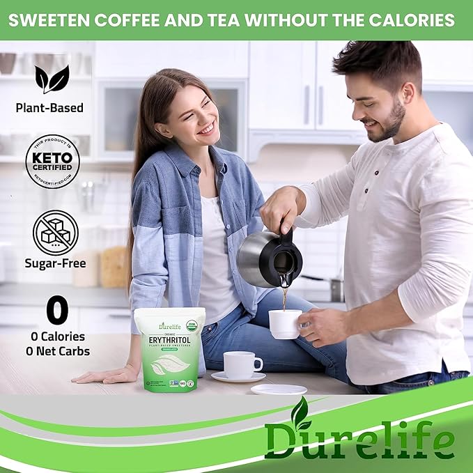 Durelife USDA organic erythritol sweetener, non gmo verified, Keto certified, No After Taste