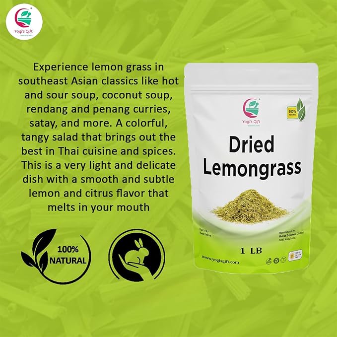 Dried Lemongrass 1 LB | Cut and Sifted Loose Leaf | Aroma Rich Lemon Grass | by Yogi's Gift ®
