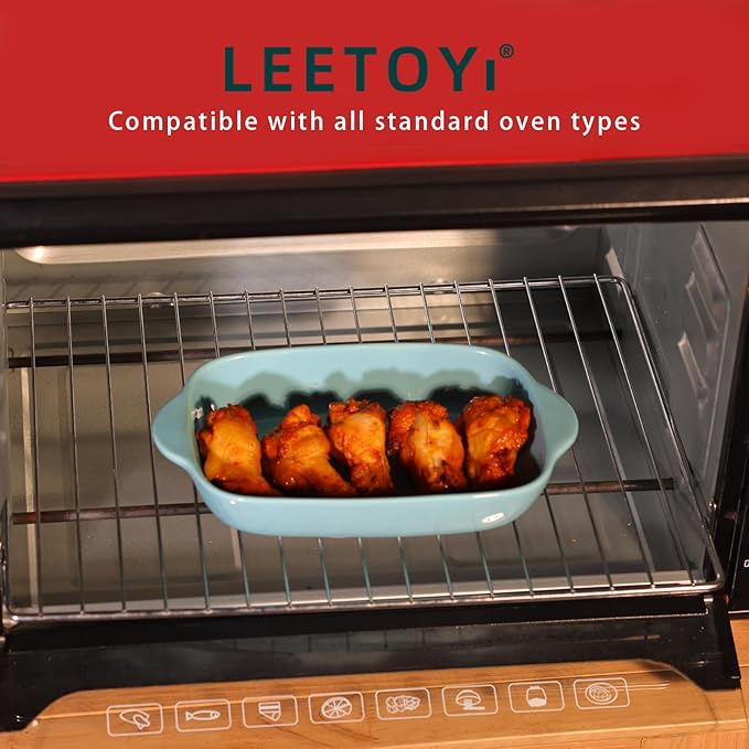 LEETOYI Ceramic Small Baking Dish 7.5-Inch Set of 4, Rectangular Bakeware with Double Handle