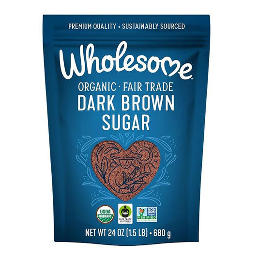 Wholesome Sweeteners 24-Ounce Organic Dark Brown Sugar, Fair Trade, Non GMO, Gluten Free & Vegan