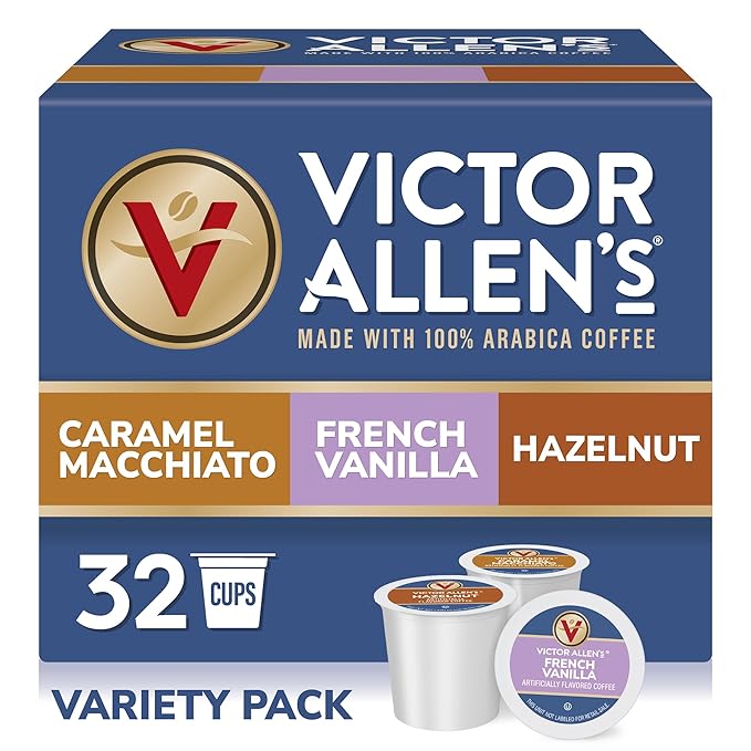 Victor Allen's Coffee Variety Pack (French Vanilla Flavored, Caramel Macchiato, Hazelnut), 32