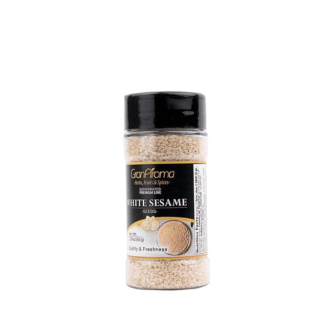 GranAroma White Sesame Seeds, Garnish & Seasoning, Versatile Seeds, Nutty Flavor (2.24 Ounce)